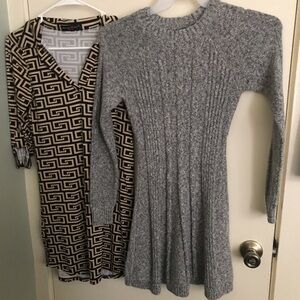 Woman’s Bundle Deal of Two Dresses Gray Knit and Pattern Design Dresses